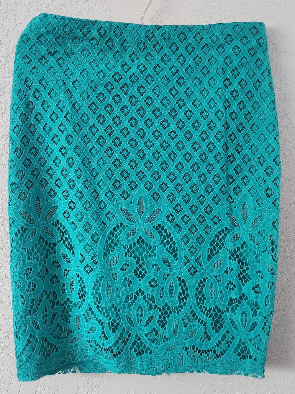 Ann Taylor LOFT Teal Lace Pencil Skirt - Women's Elegant Lace Overlay